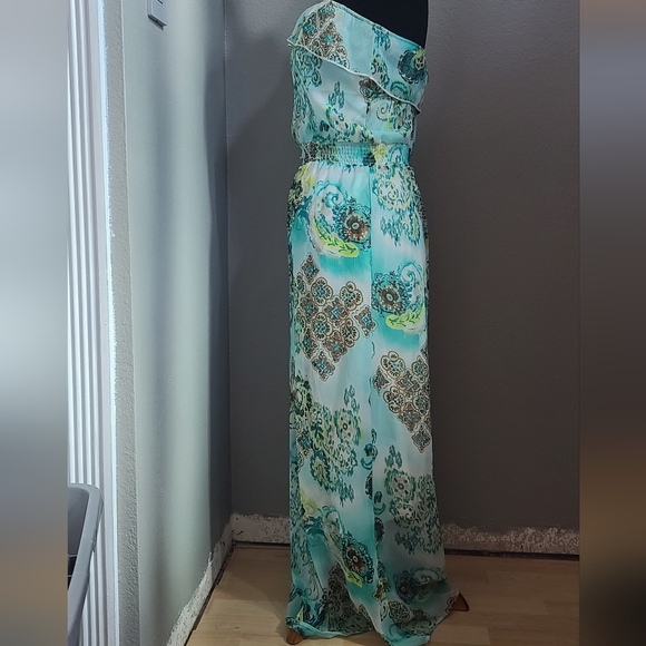Strapless Flowy Boho Printed Strapless Maxi Dress Sunmertime - Picture 3 of 10